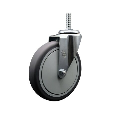 Service Caster 6 Inch Thermoplastic  Rubber Wheel Swivel 34 Inch Threaded Stem Caster Service Caster SCC-TS20S614-TPRB-34212